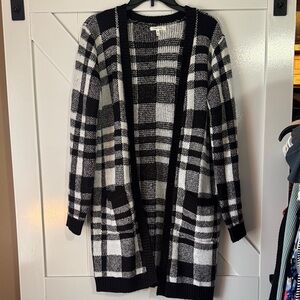 Maurices Black and White Checkered Cardigan